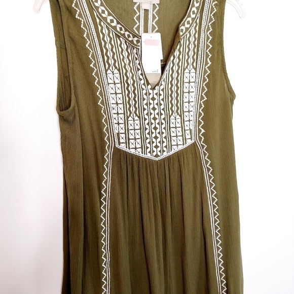 Joan Vass Green A-line Dress Embroidered Small - Picture 4 of 12